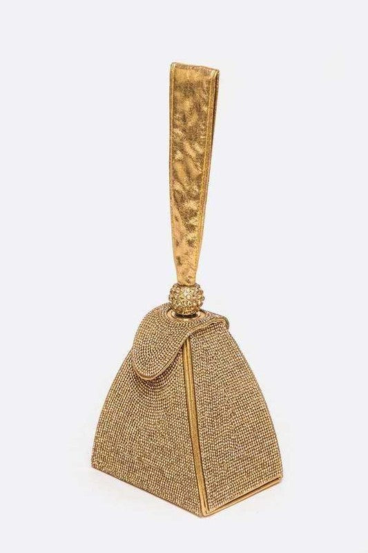 Gold Iconic Rhinestone Top Handle Iconic Evening Clutch Bag