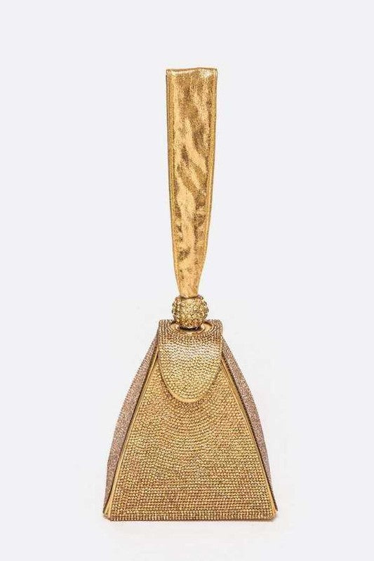 Iconic Rhinestone Top Handle Iconic Gold Evening Clutch Bag