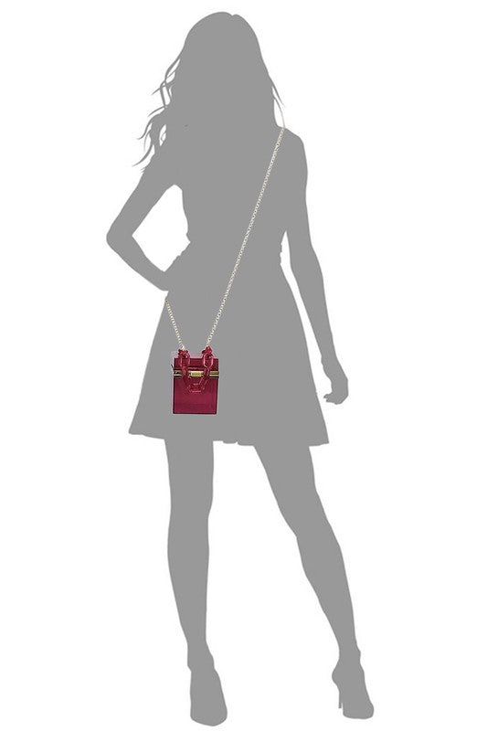 Fun Acrylic Chain Handle See Thru Crossbody Clutch Bag