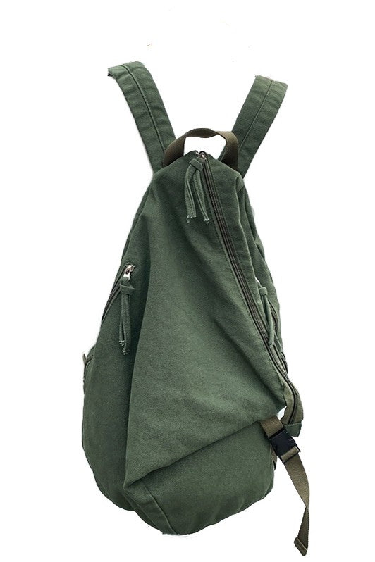 Army Green Kai Asymmetric Canvas Hobo Bohemian Backpack