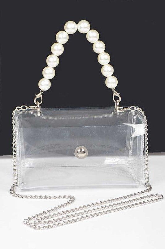 Pearl Handle Convertible Stadium Transparent Bag - Evening