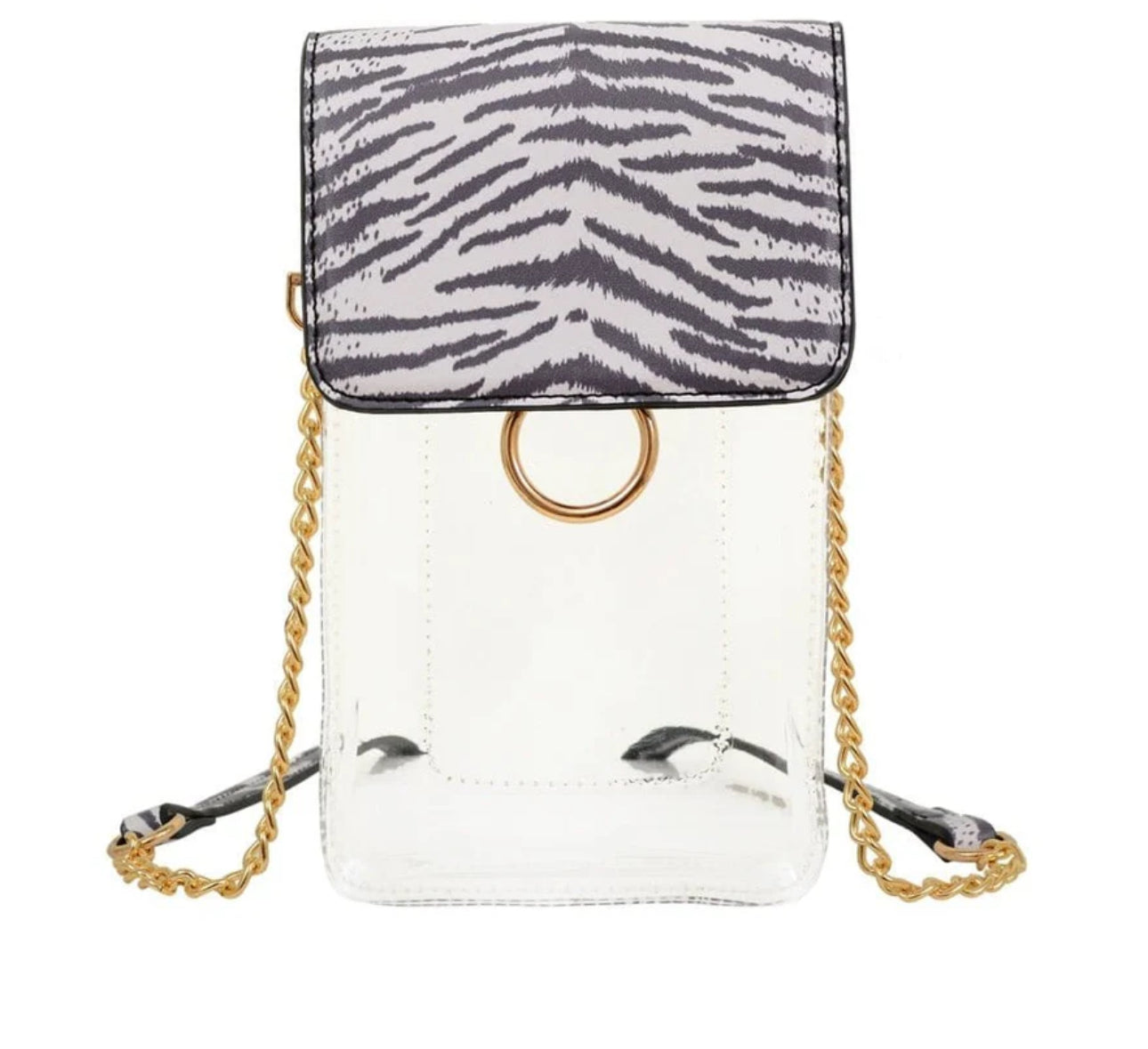 Animal Print Trish Transparent Clear Stadium Cell Phone Holder/Crossbody