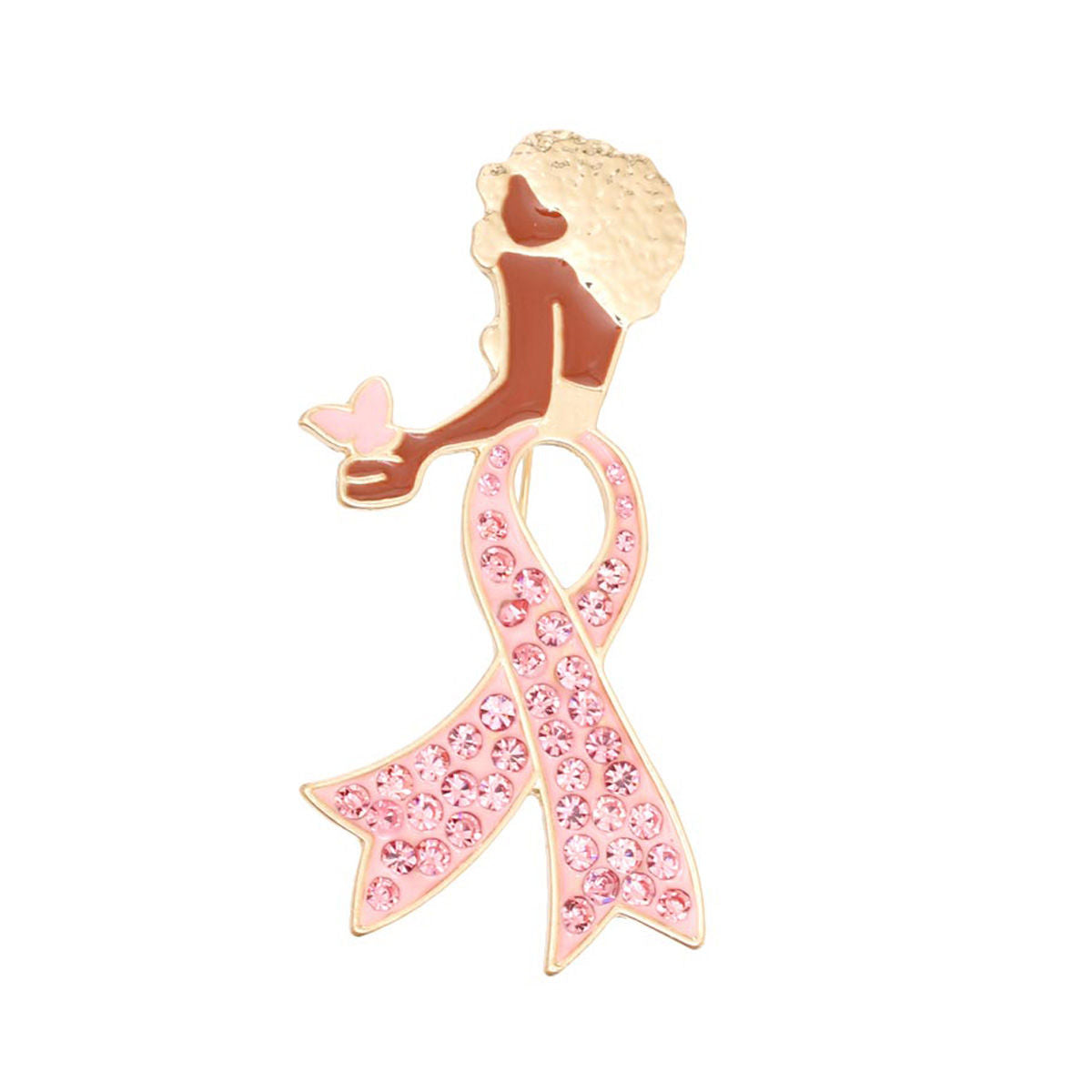 Breast Cancer Awareness Accessories Legs Brooch Gold Light Pink Woman Awareness