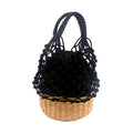 Knitted Basket Bucket Straw Bag - Beach