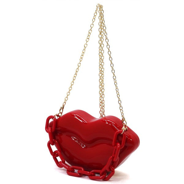 Unique Acrylic Hard Case Lips Clutch Crossbody Bag