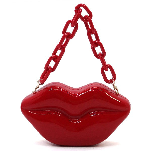 Fun Acrylic Hard Case Lips Clutch Crossbody Bag