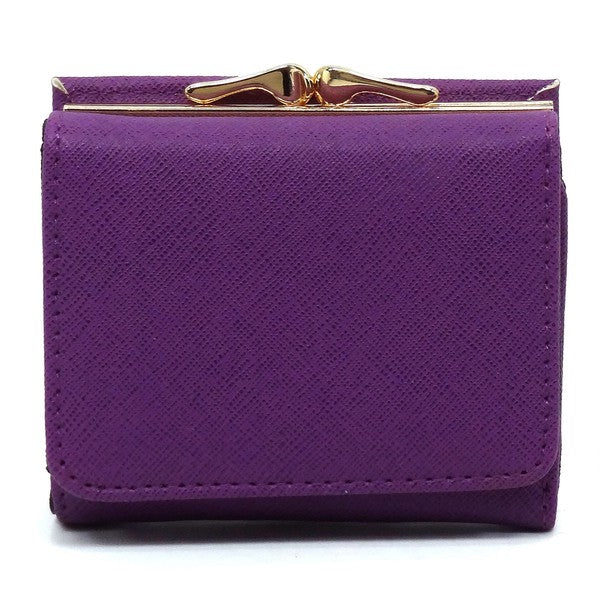 Saffiano Kiss Lock Tri-fold Wallet
