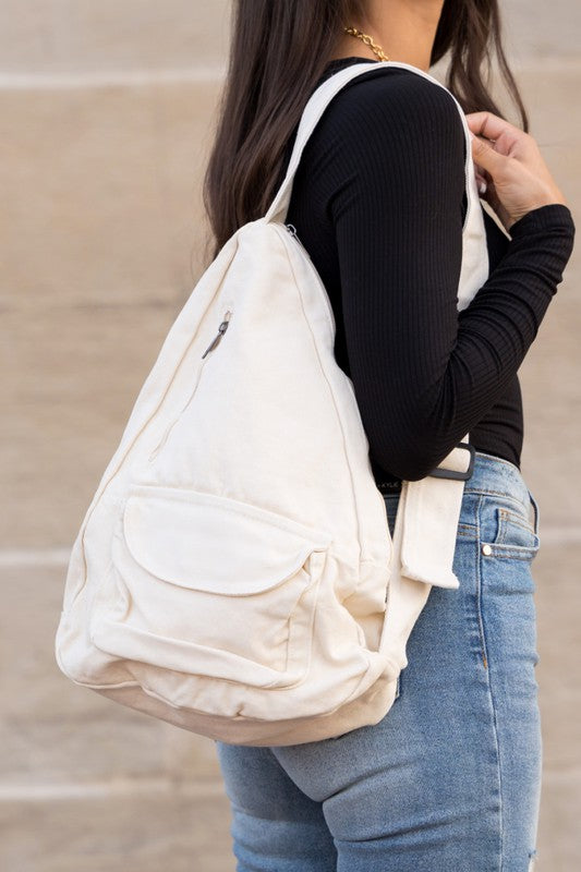 Oversized Canvas Hobo Sling Bag