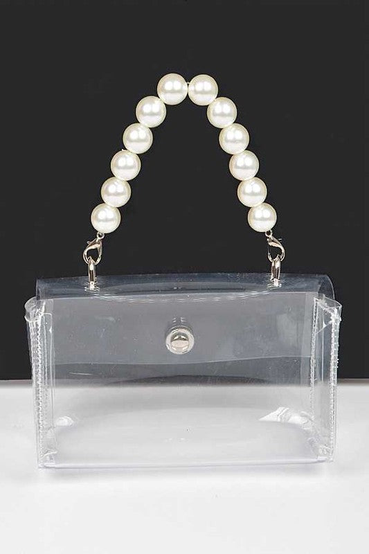 Pearl Handle Convertible Stadium Transparent Bag - Evening
