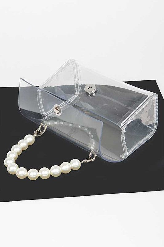 Pearl Handle Convertible Stadium Transparent Bag - Evening
