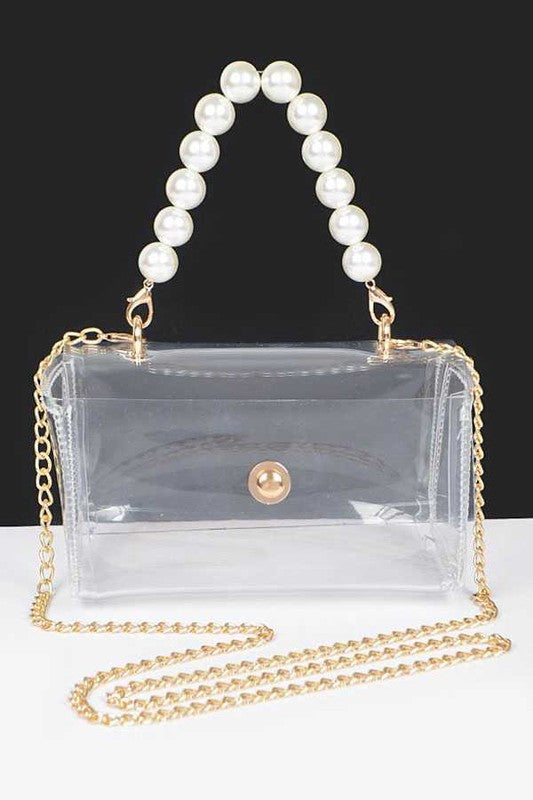 Pearl Handle Convertible Stadium Transparent Bag - Evening