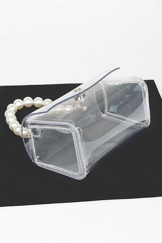 Pearl Handle Convertible Stadium Transparent Bag - Evening
