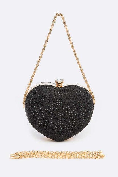 Rhinestone Pave Heart Shape Convertible Valentine Clutch