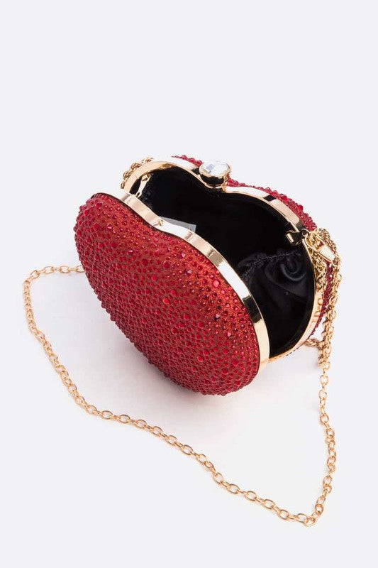 Rhinestone Pave Heart Shape Convertible Valentine Clutch