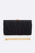 Black Metallic Pleated Bridal Party Box Clutch