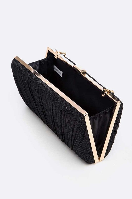 Metallic Clutch Pleated Bridal Party Box Evening Clutch