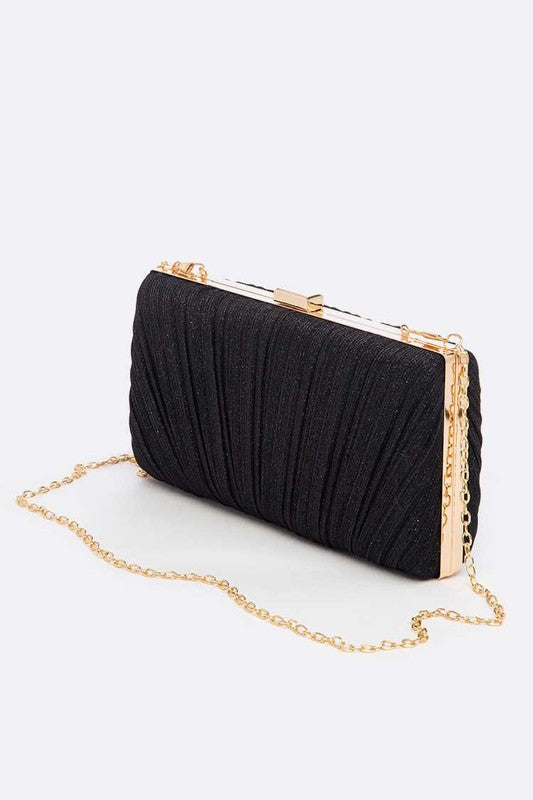 Evening bag Metallic Pleated Bridal Party Box Clutch