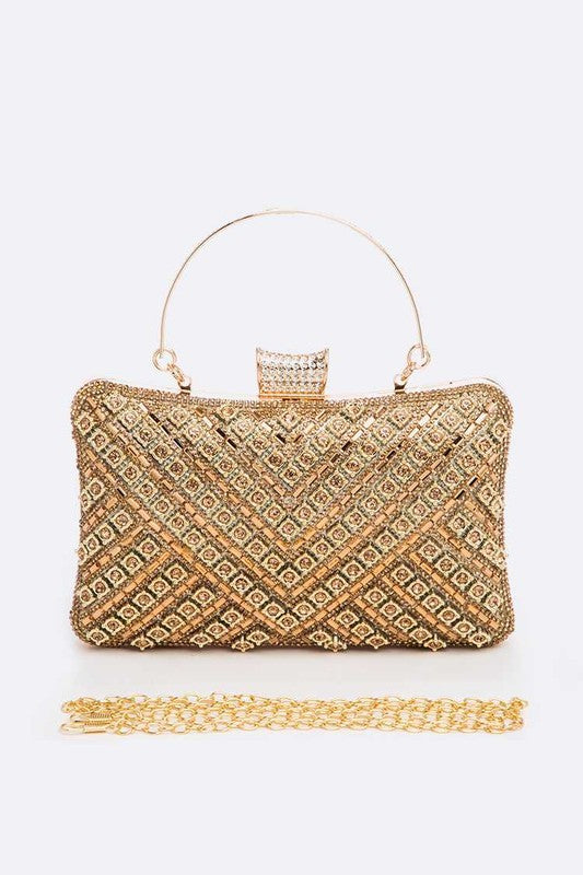 Crystal Iconic Bridal Party Box Gold Evening Clutch