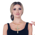 Gold teardrop crystal cross necklace elegant faith statement jewelry women