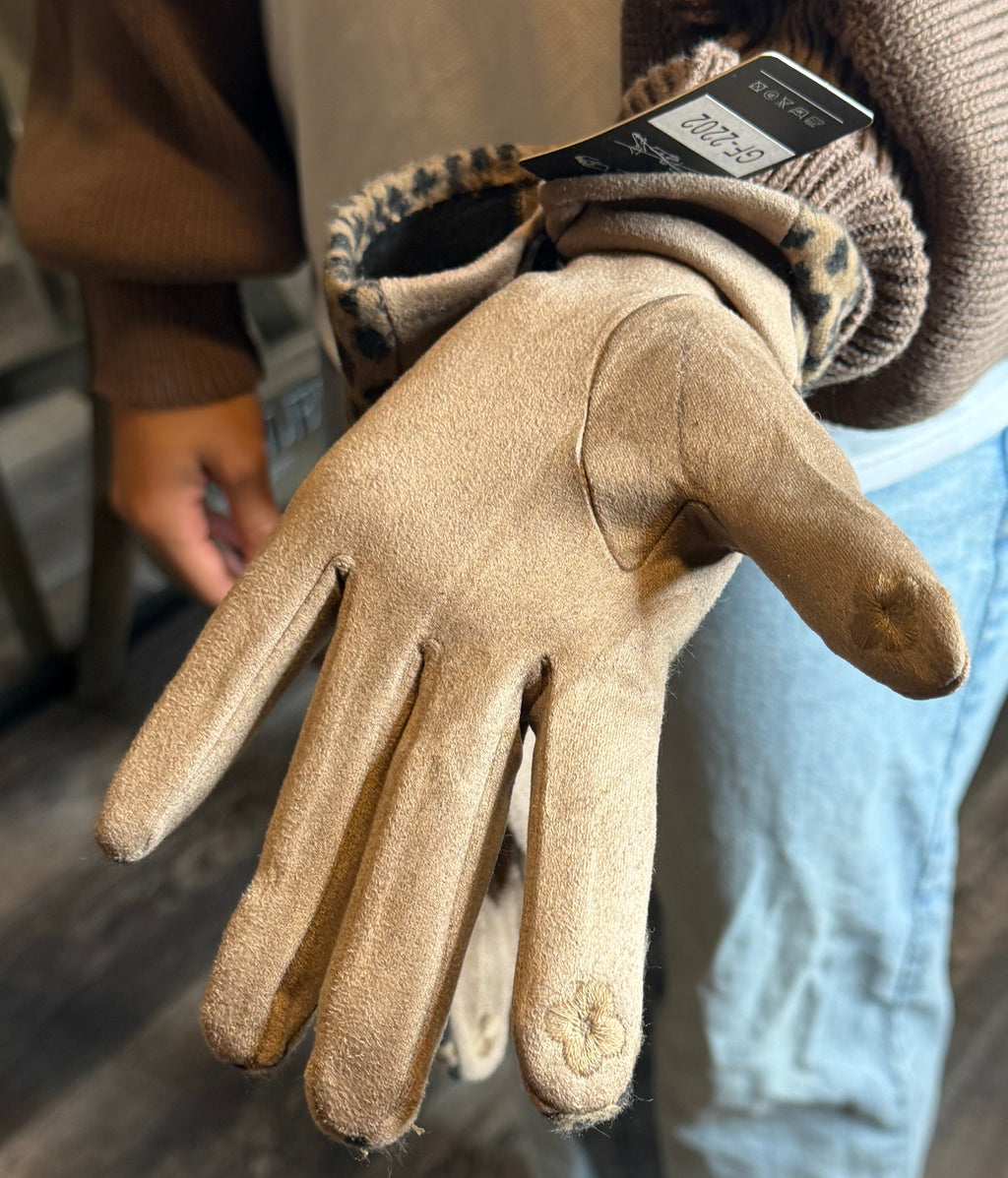 Brown leopard smart gloves 