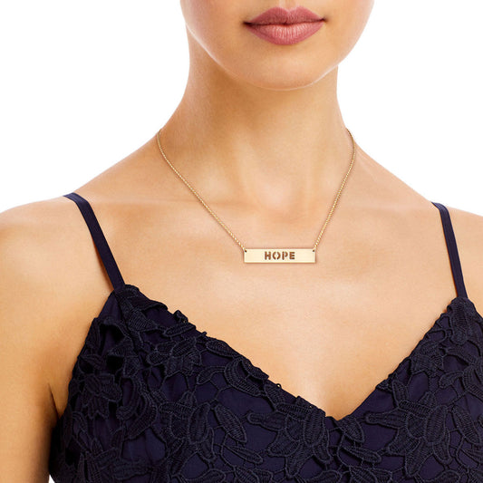 Breast cancer awareness accessories Gold Cutout HOPE Plate Necklace