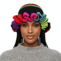 Black Crochet Multicolor Ruffle Bucket Hat Women