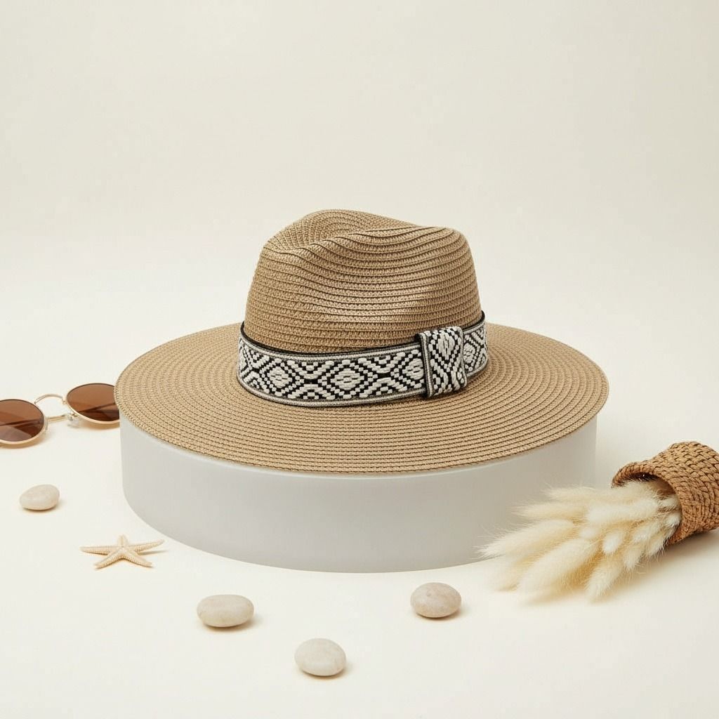 Camel Straw Panama Fedora