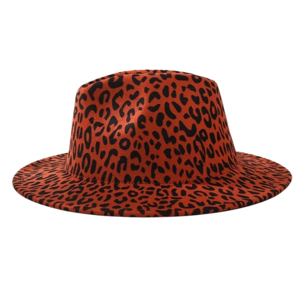 Fedora Rust Orange Leopard Print Hat