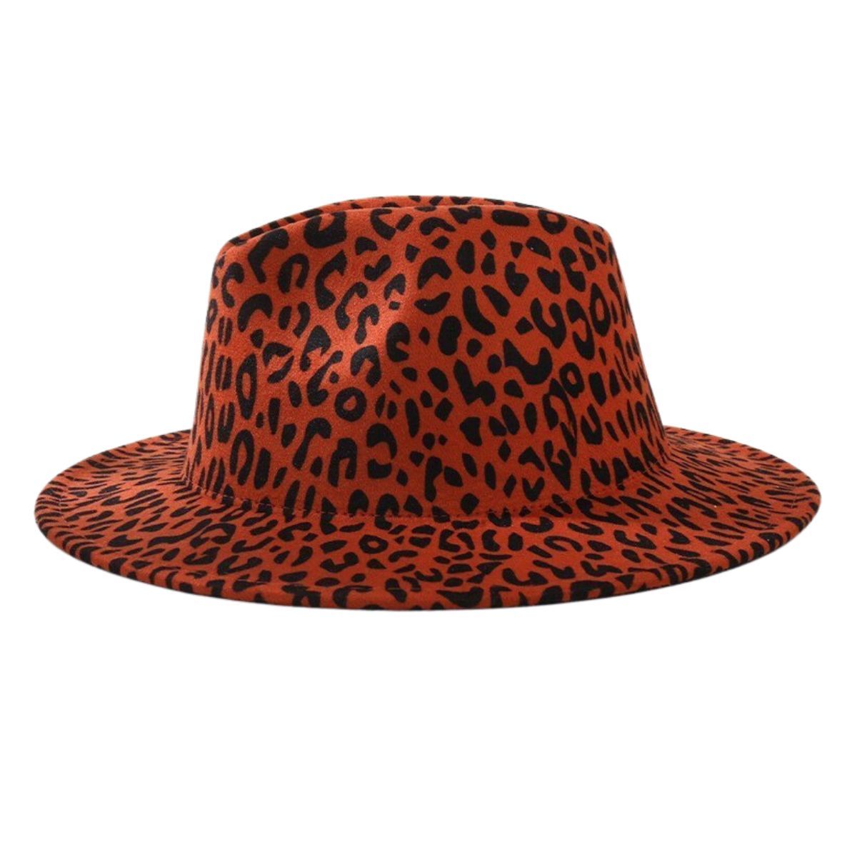 Fedora Rust Orange Leopard Print Hat