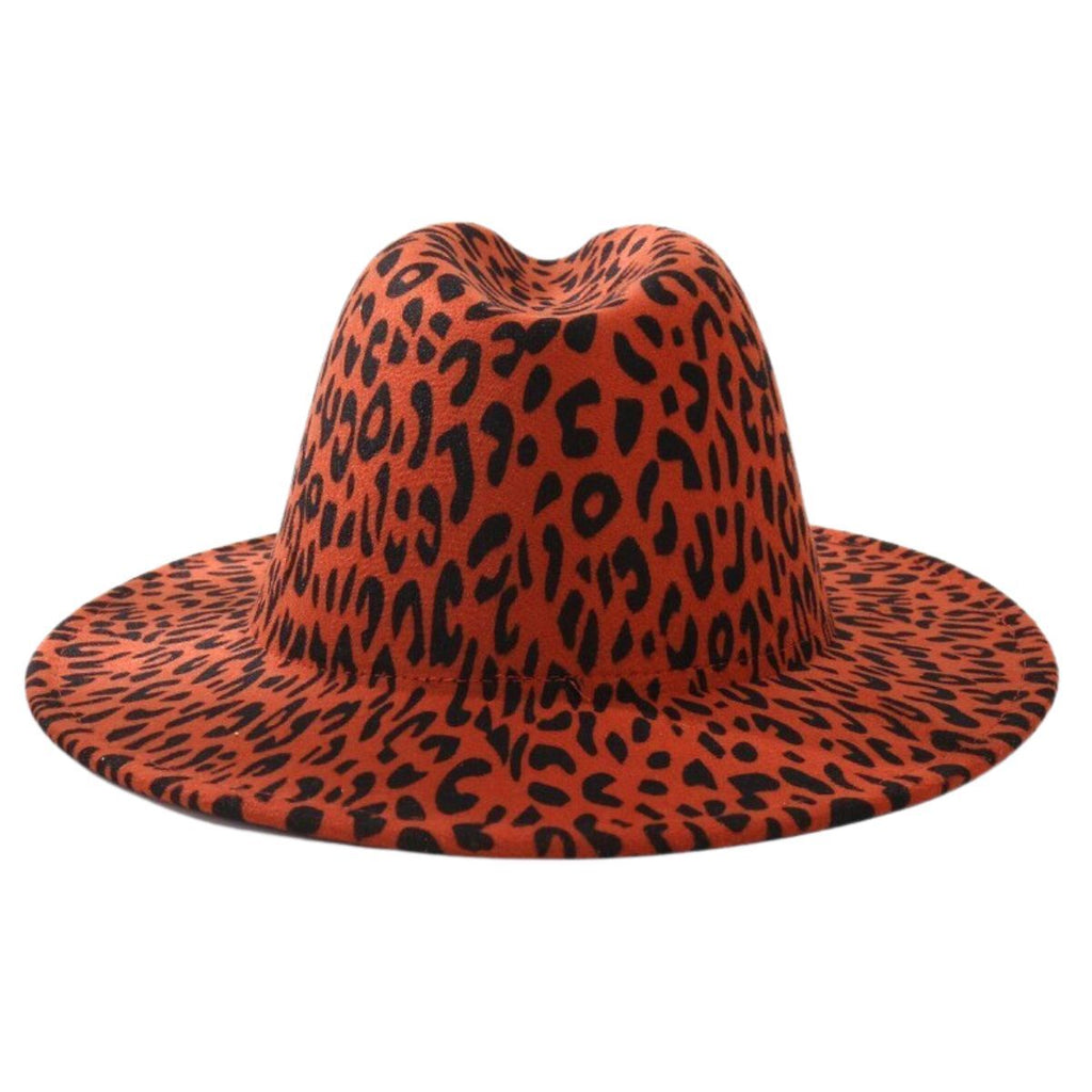Fedora Rust Orange Leopard Print Hat