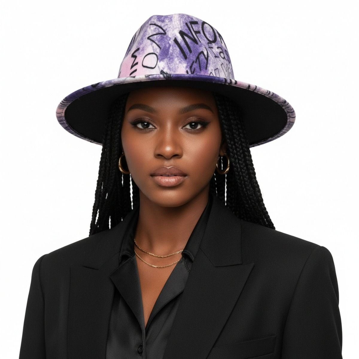 Fedora Purple and White Graffiti Tie Dye Hat