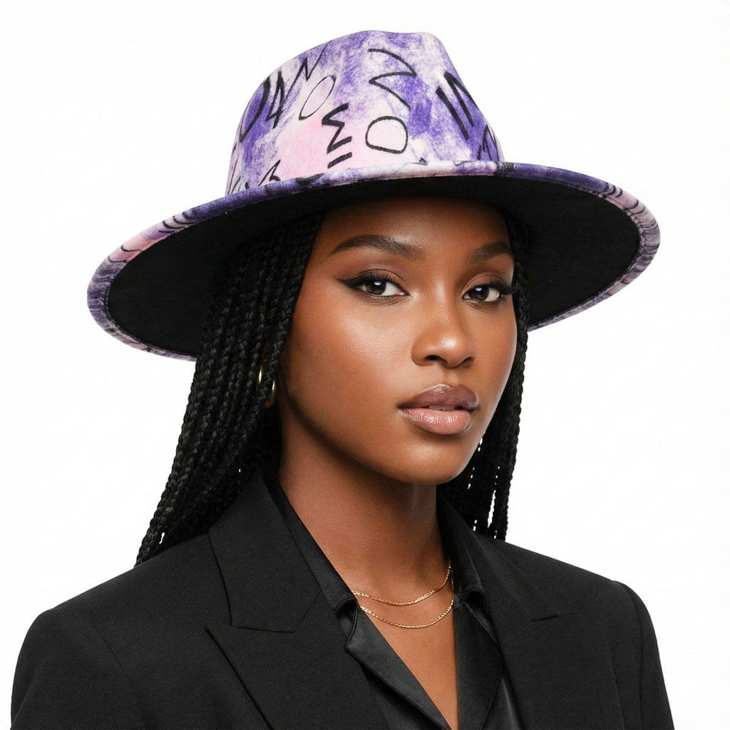 Fedora Purple and White Graffiti Tie Dye Hat