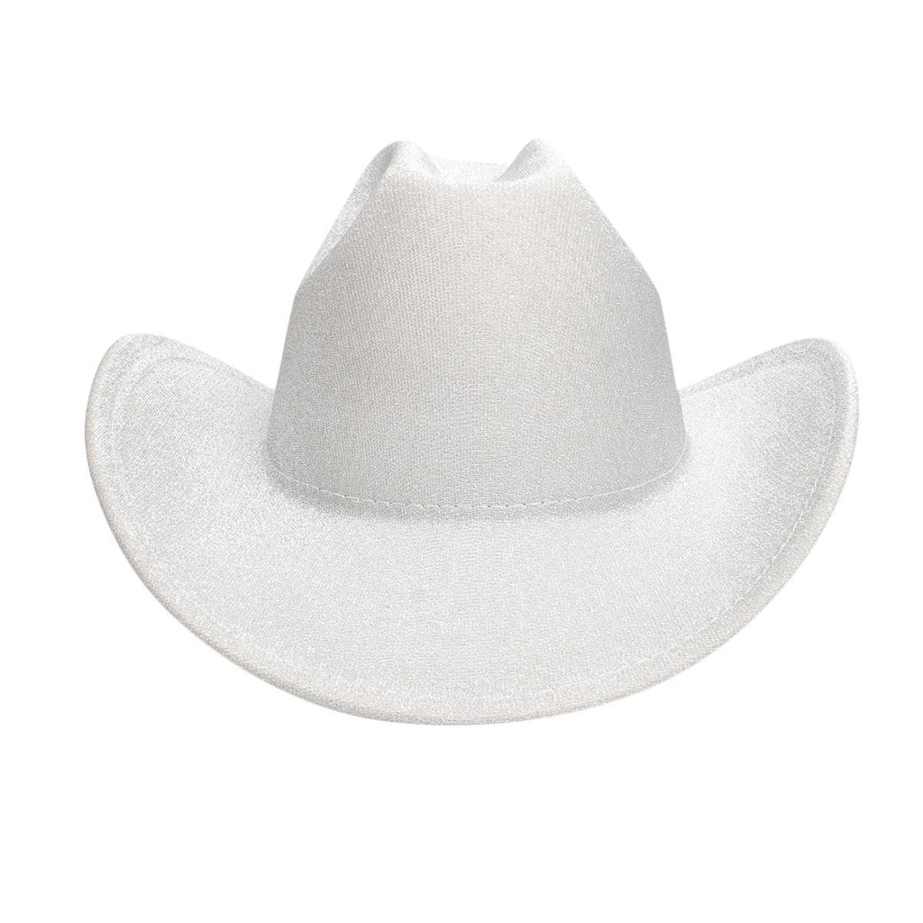 Cowboy Hat White Glittery Silver Rodeo Style