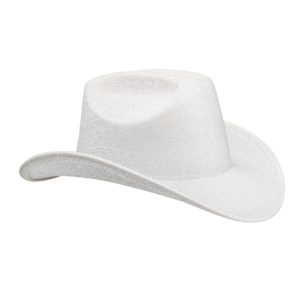 Cowboy Hat White Glittery Silver Rodeo Style