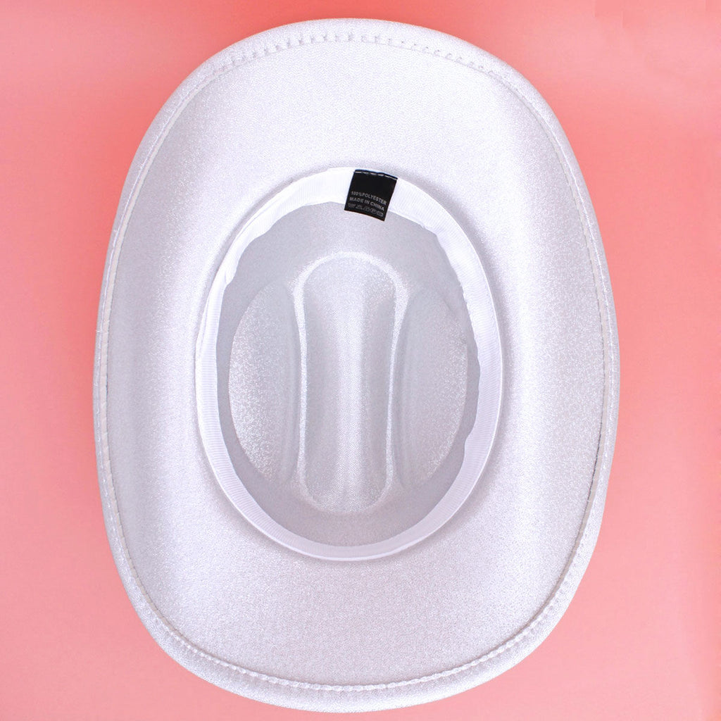 Cowboy Hat White Metallic Finish Fashion Hat