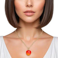 Cherry drop orange red pendant gold chain necklace everyday coquette jewelry women