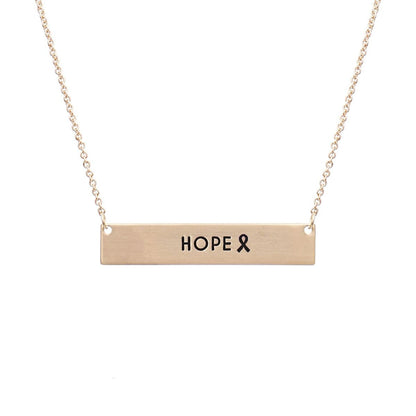 Gold Ribbon HOPE Plate Necklace