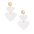 White Double Heart Earrings