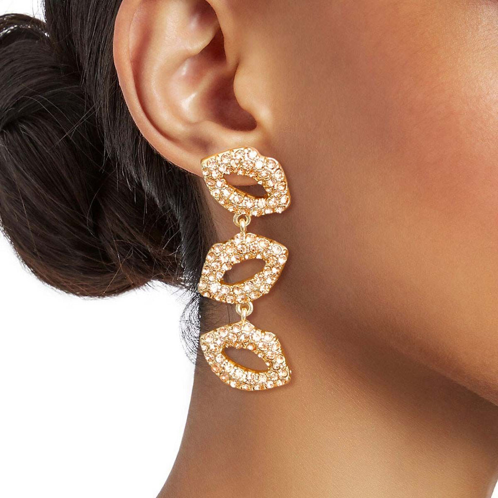 Peach Triple Lips Valentine Earrings