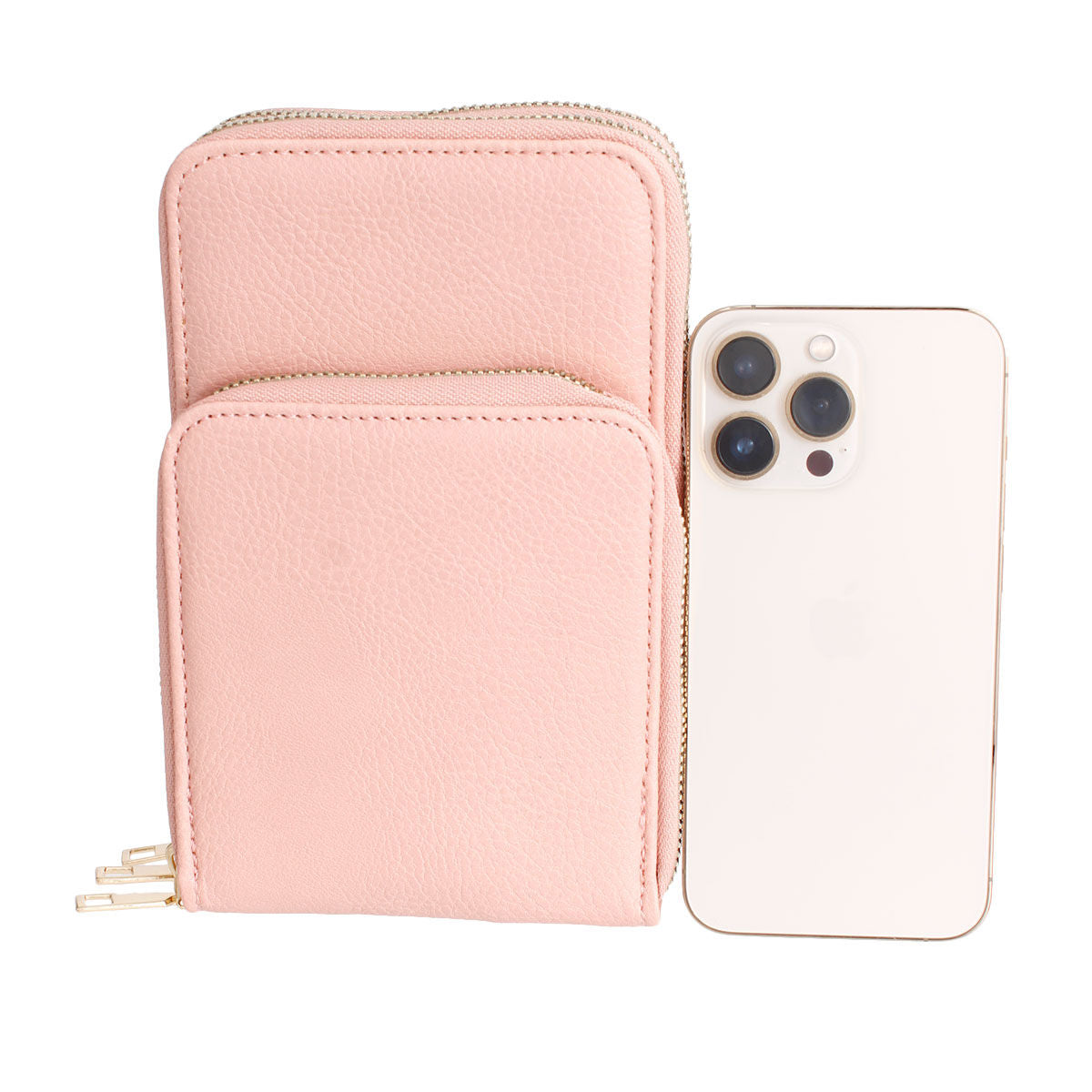 Pink Crossbody Bag Triple Pocket Crossbody Cell Phone Bag