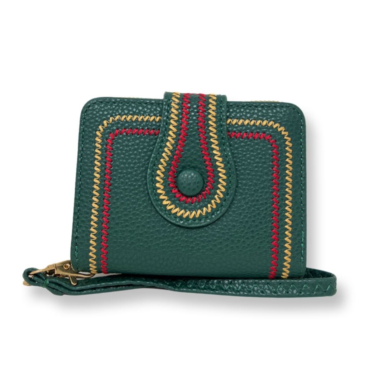 Bifold Wallet Green Stitched Bifold Wallet
