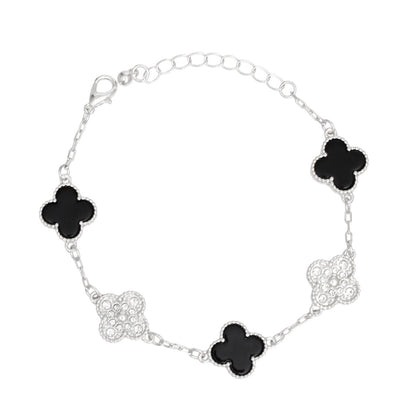 Clover jewelry Bracelet Silver Black Clover Station Charm Women