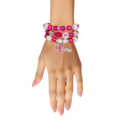 Breast Cancer Hope Bracelets Pink Set for Women
