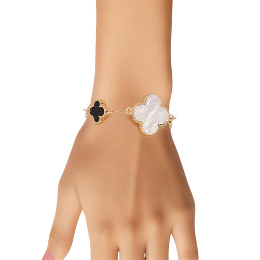 Clover Bracelet Gold Chain Bracelet with Multi Quatrefoil Clovers