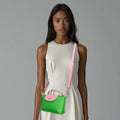 Green pink nylon crossbody mini pouch purse handle strap bag women bold