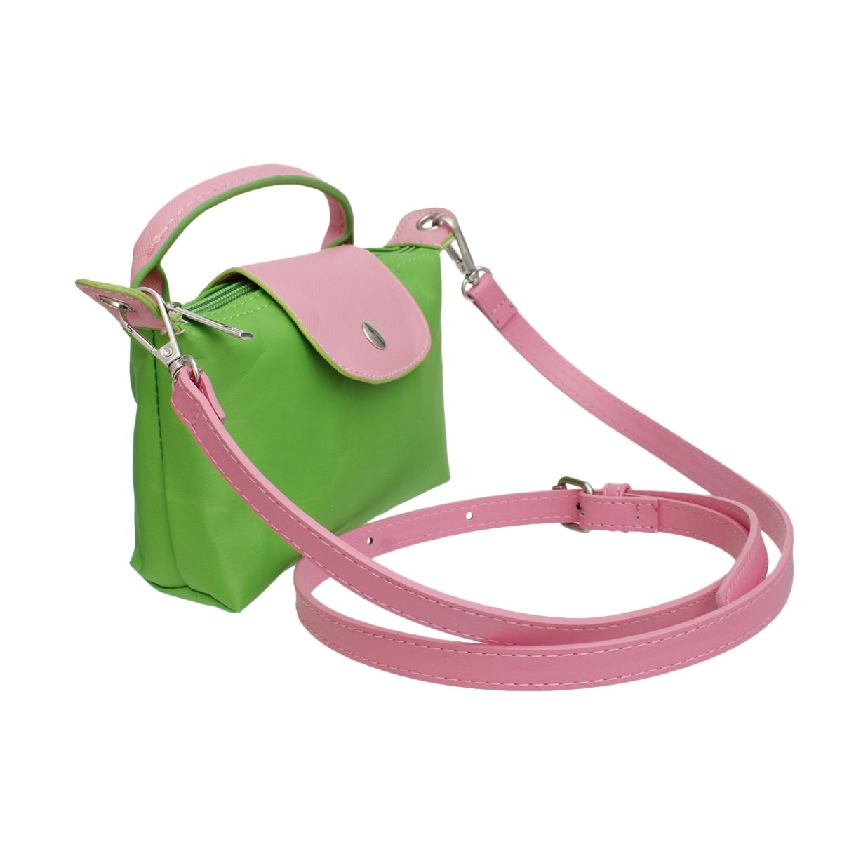 Green and Pink Bag Crossbody Purse Nylon Mini Pouch Purse Handle Strap