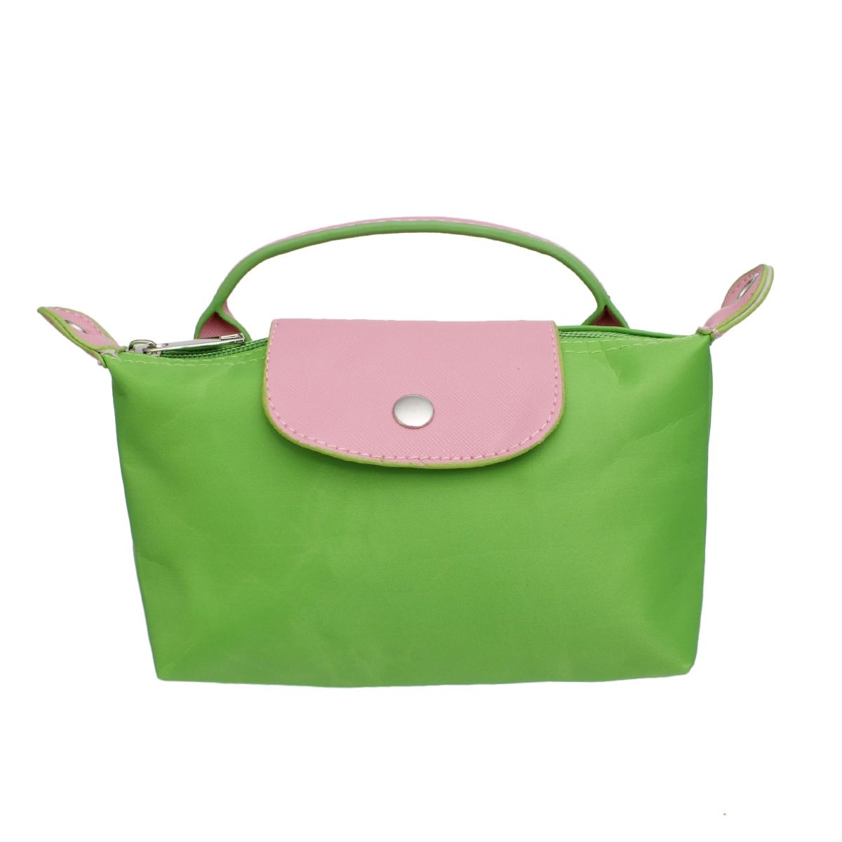Pink and Green Crossbody Bag Nylon Mini Pouch Handle Strap