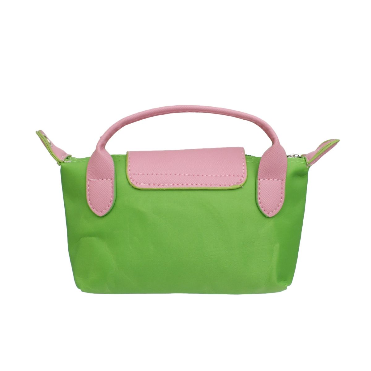 Pink and Green Crossbody Bag Nylon Mini Pouch Handle Strap