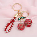 Red rhinestone crusted cherry keychain bag charm elegant purse charm women