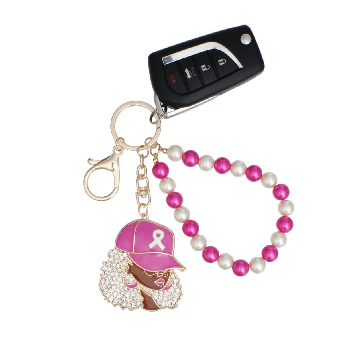Breast cancer supportive sister gold keychain clip awareness purse gift